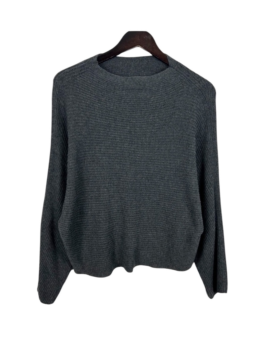 Leith Charcoal Ribbed Crewneck Sweater Size Small